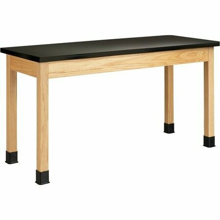 DIVERSIFIED SPACES Table, Plain, Laminate, WoodLegs, 60inx24inx36in, Oak/BK DVWP760LBBK36N